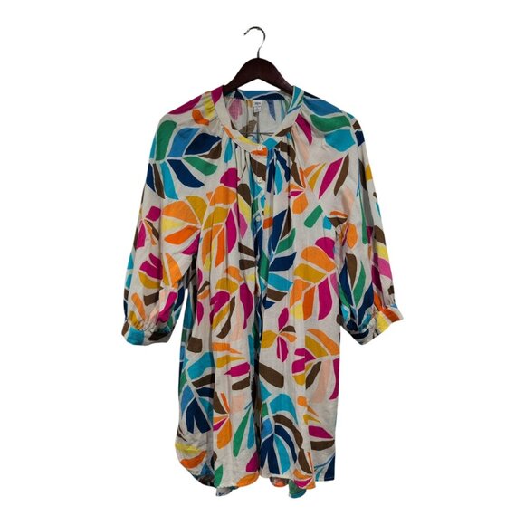 Tabitha Brown x Target Cover Up Shirt Dress Women XL Multicolor Botanical Print - Picture 1 of 16
